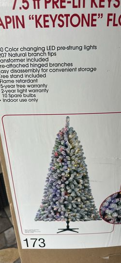 Ashland Christmas Noel Flocked Christmas Tree – 7.5 ft – Pre-Lit