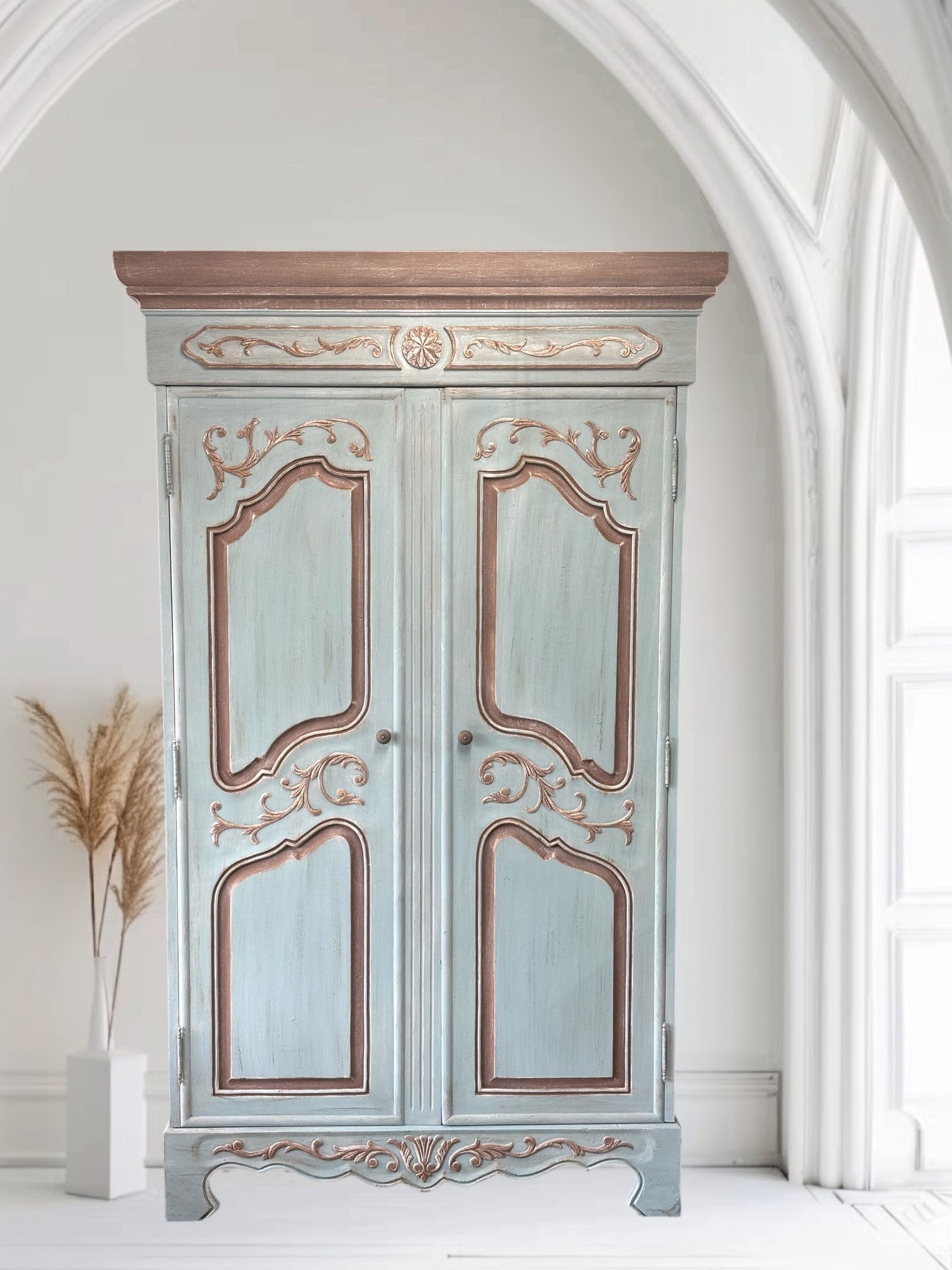 Gorgeous refurbished wardrobe armoire. Beautifully handpainted.
