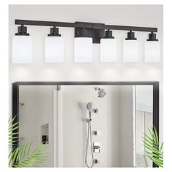 NEW 6-Light Black Vanity Lights, 38'' 
