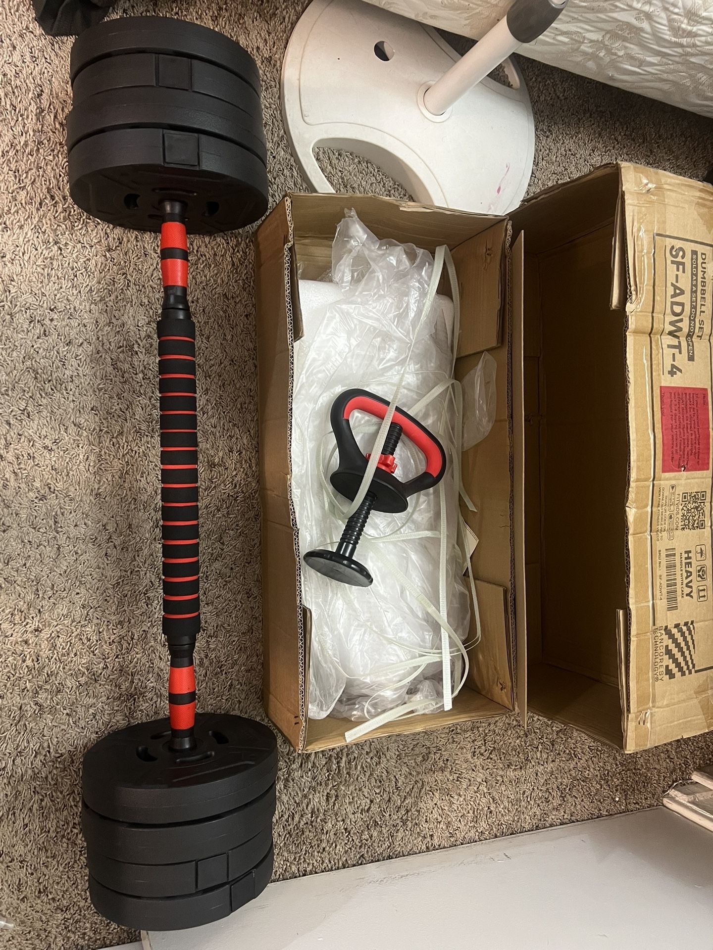 Adjustable Dumbbell & Barbell Set SF-ADWT-4 with Weight Plates and Handles - Great Condition