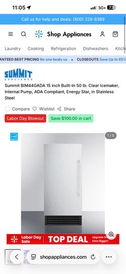 Summit BIM44GADA 15" Built-In Clear Icemaker