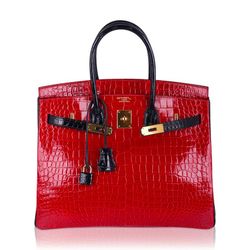 Hermes Birkin HSS 35 Bag Braise with Black Porosus Crocodile Gold Hardware