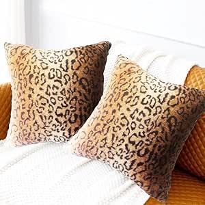ENTUA (2) Jungle Wild Animal Faux Fur Cheetah Print Pillow Covers. 20βX20β. Inserts Not Included.