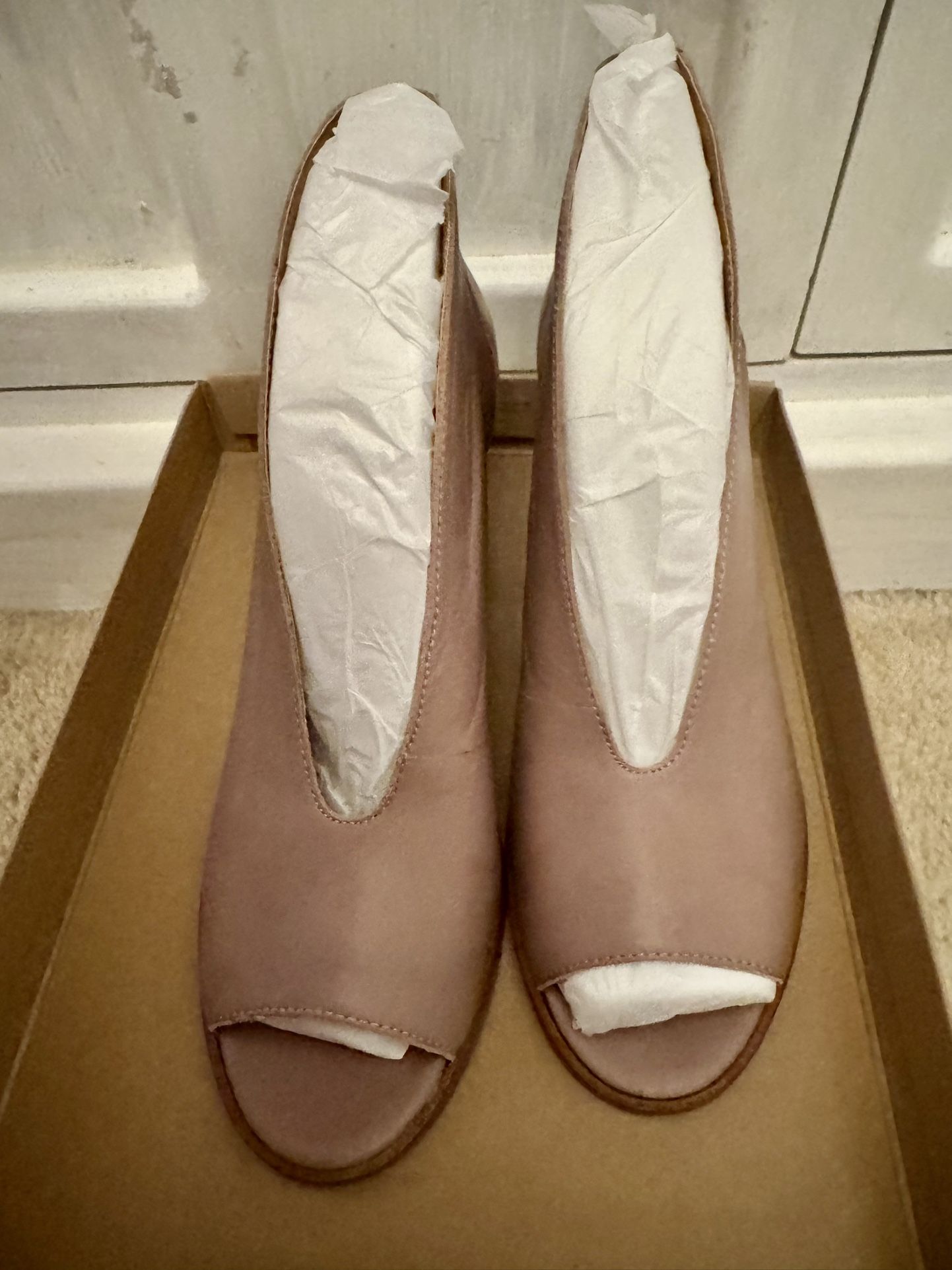 Rose Lucky Brand Leather peep toe boots