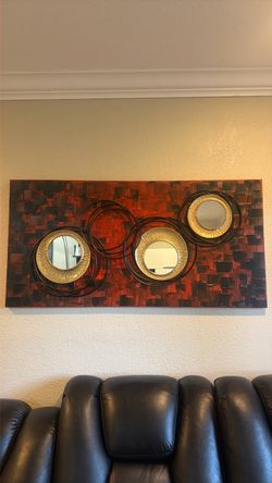 Abstract Canvas Wall Art with Mirrors