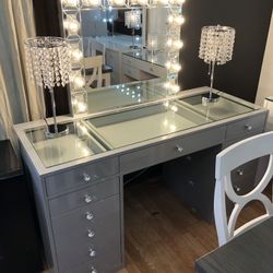 Memmorial Day Special Silver Vanity 13 Drawers  Diamond Knobs  Hollywood Mirror  Glamorouse Faux Diamond Price: $869 MEMORIAL WEEK END NO TAX 2 FREE L