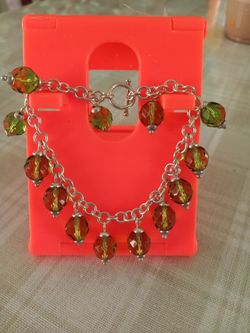 925.Silver. Crystal charm bracelet