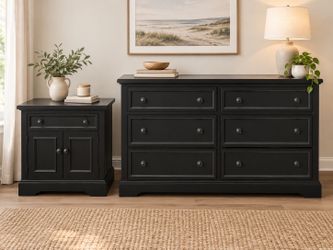 Black 6-Drawer Dresser & Matching Nightstand