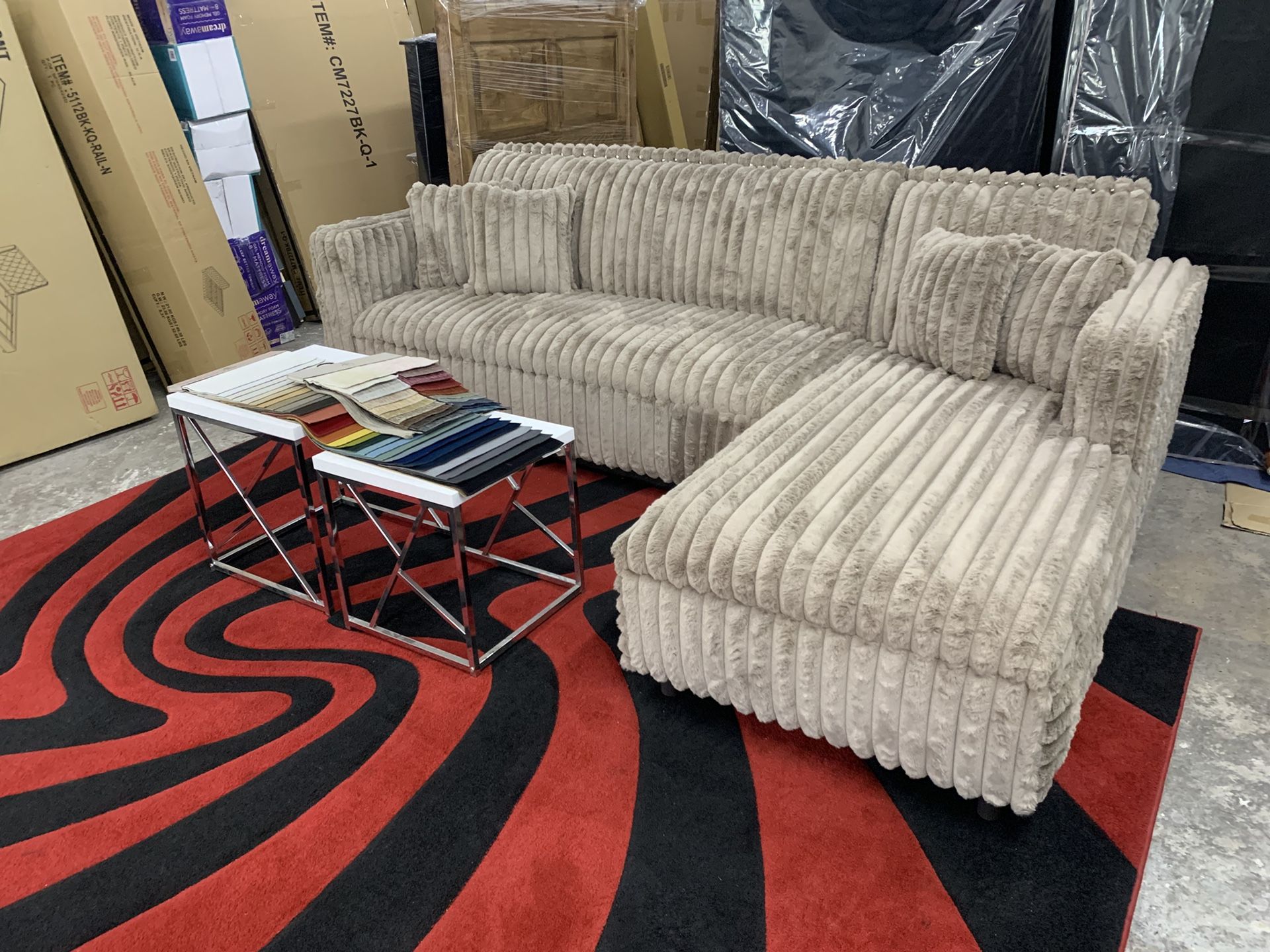 $699 Brand New Corduroy Sectional Made In The USA 🇺🇸
