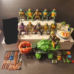 Vintage TMNT Big Lot 1(contact info removed) All 4 Original Turtles FIgures Vehicles Parts Weapons teenage mutant ninja turtles