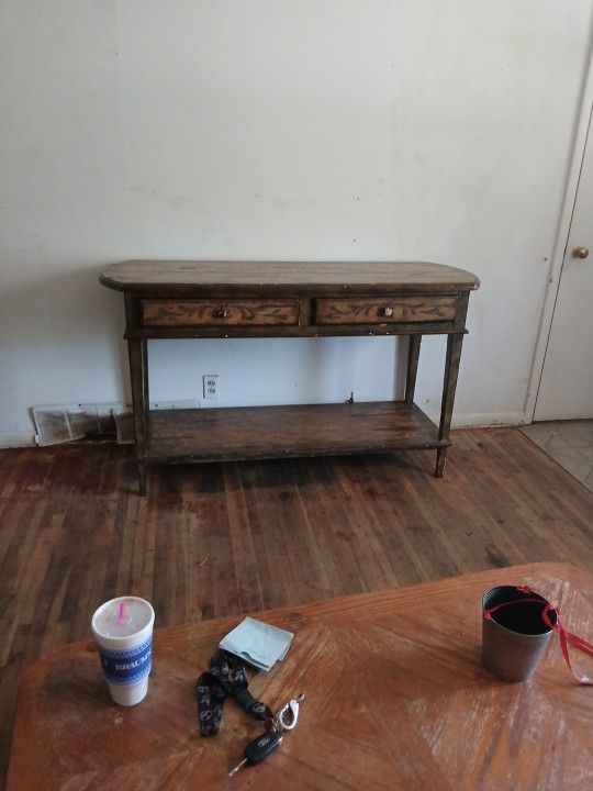Wooden Table With Drawers