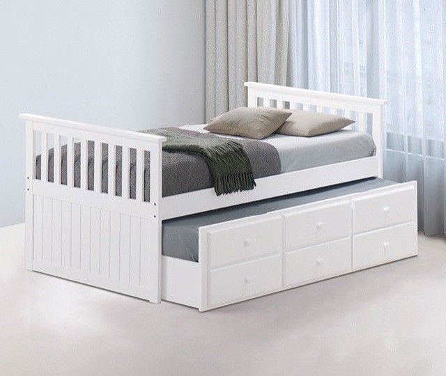 ✅️✅️Espresso & White  (Twin Captains Bed w/Trundle)✅️ (Mattress Not Included✅️