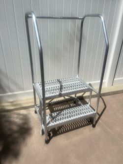 Cotterman Series A 2-Step Welded Aluminum Rolling Ladder with Handrails
