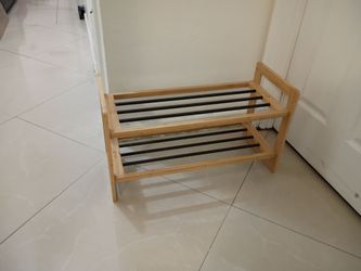 2-Tier Wooden Shoe Rack