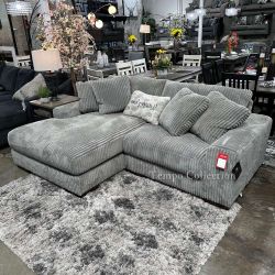 Sectional Grey Corduroy, Sofa Couches for Living Room