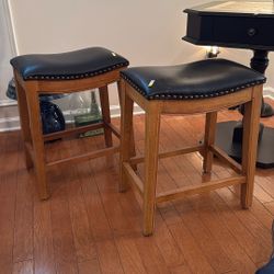 Leather and Wooden Stools