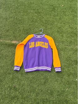 New York Popular Los Angeles Crewneck Sweatshirt Purple Gold Mens Small S