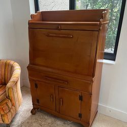 1940s Vintage Maple Heywood Walefield Style Secretary Drop Down Desk