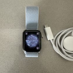 Apple Watch Series 7 Stainless Steel with Blue Cloud Sport Loop (Cellular, 41 mm)
