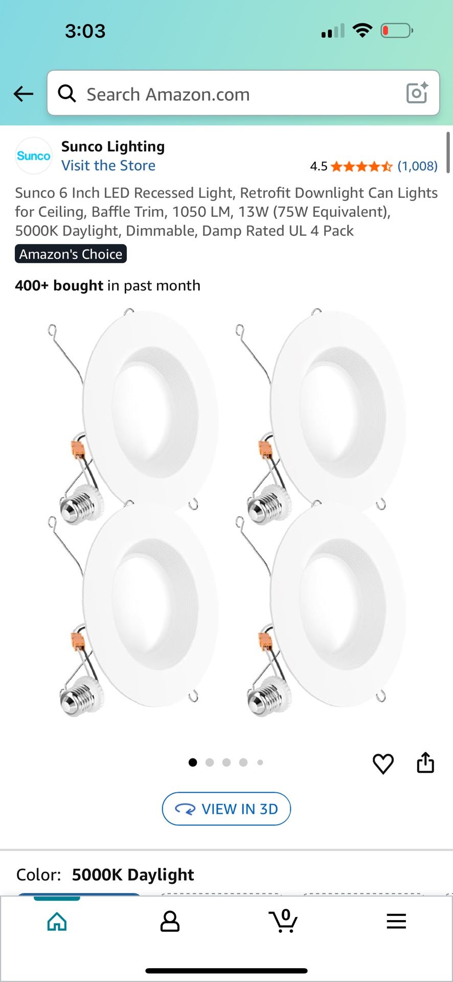 Sunco 6 Inch LED Recessed Light, Retrofit Downlight Can Lights for Ceiling, Baffle Trim, 1050 LM, 13W (75W Equivalent), 5000K Daylight, Dimmable, Damp