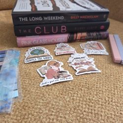 3 Book Lot with stickers, booktabs, bookmark,  book highlighters