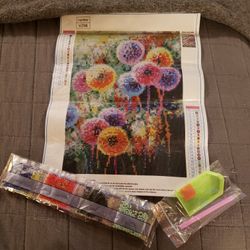 Diamond Painting Kit "Dandelions" 12" x 16" Brand new 