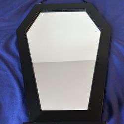 Coffin Mirror - Coffin Mirror with Shelf for Black Gothic Decor