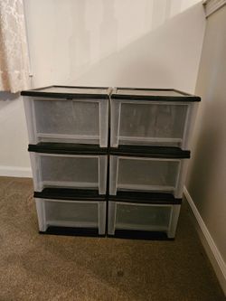 Set of 6 Stackable Plastic Storage Drawers