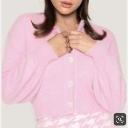 meshki Louise diamante fluffy cardigan