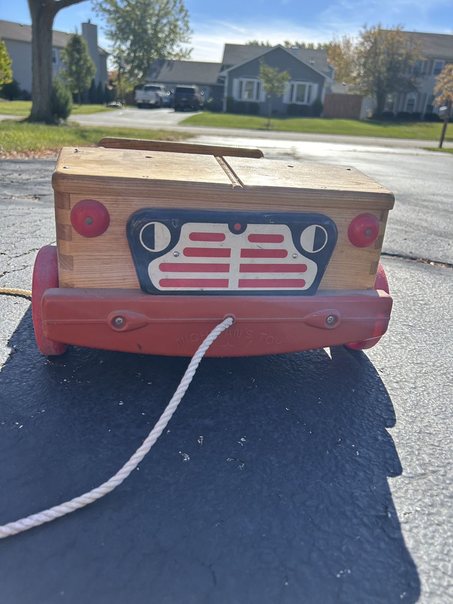 Vintage Wooden Japanese Pull Cart Toy