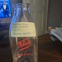Vintage Red Antique Quart Milk Bottle, Weber's