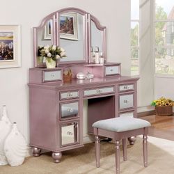 Brand New Rose Gold Vanity w Stool