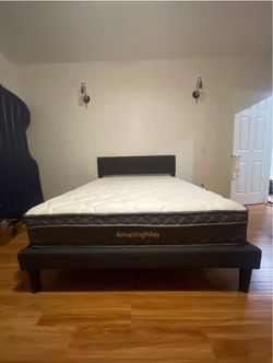 Like new queen bed frame and pillow top mattress