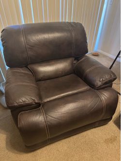Brown Leather Rocker Recliner and Loveseat