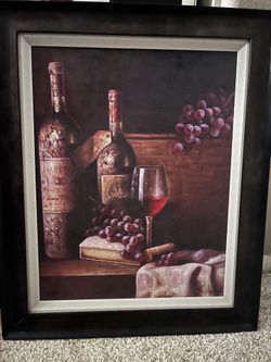 Framed wine painting