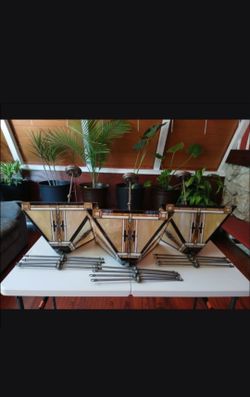 Set of 3 Mission Prairie Style Stained Glass Pendant Lights