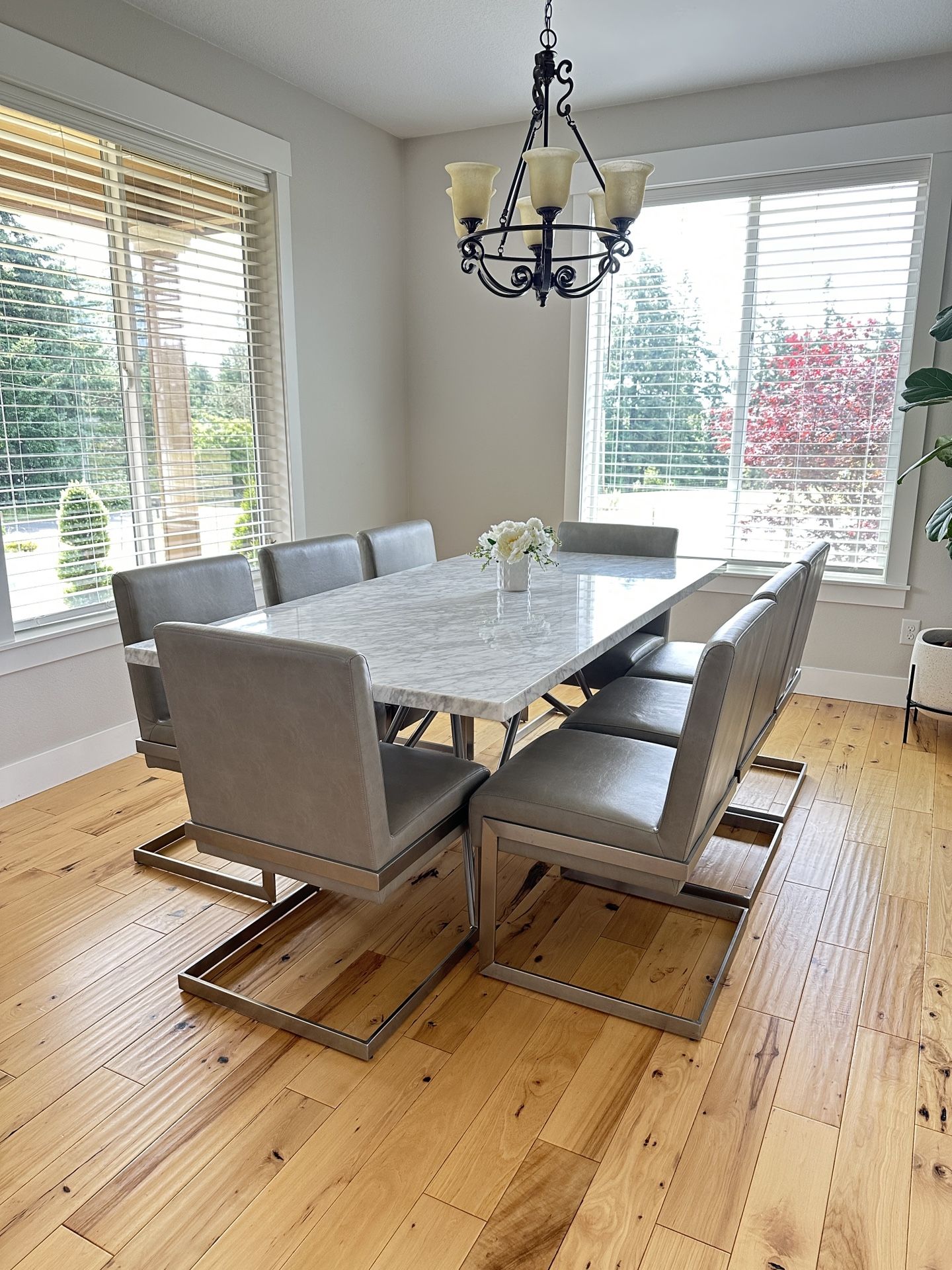 Real Marble Dining Table + 8 Chairs – $1,300 (La Center, WA)