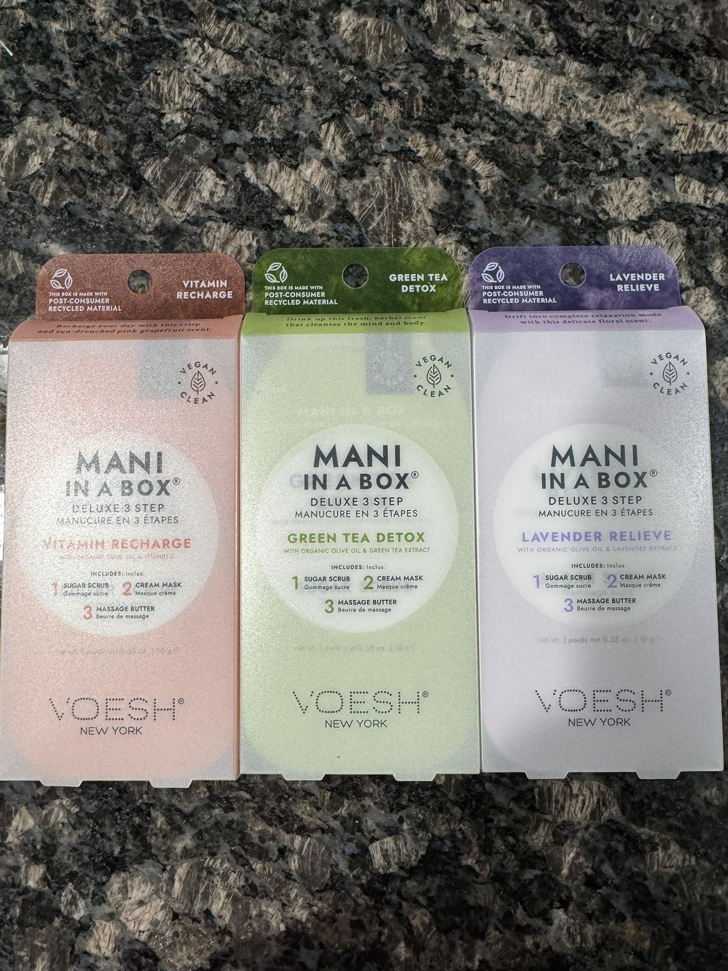 NEW VOESH NEW YORK MANI IN A BOX DELUXE 3 STEP  $5 Each Kit