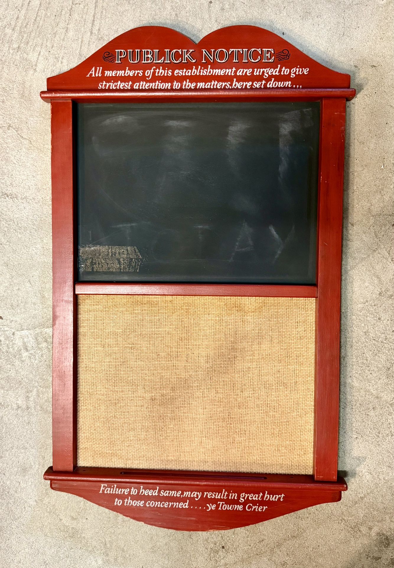 VINTAGE WOODEN PUBLICK NOTICE BAR SIGN PLAQUE HANGING ART YORKRAFT INC 31”x18.5”