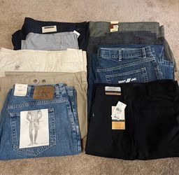 Men’s khaki pants, jeans and shorts