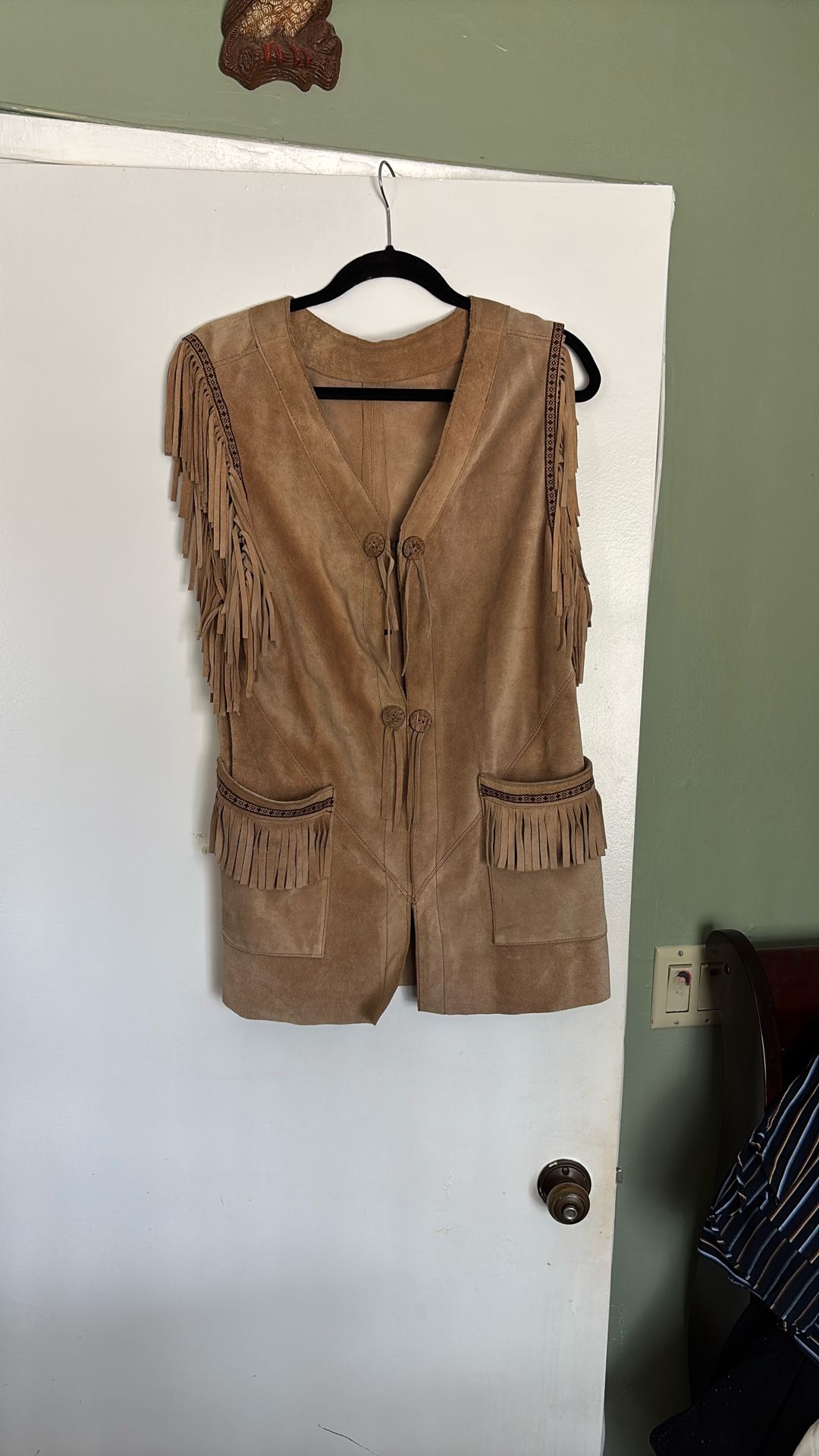 Gorgeous Leather/suede With Fringe Long Vest