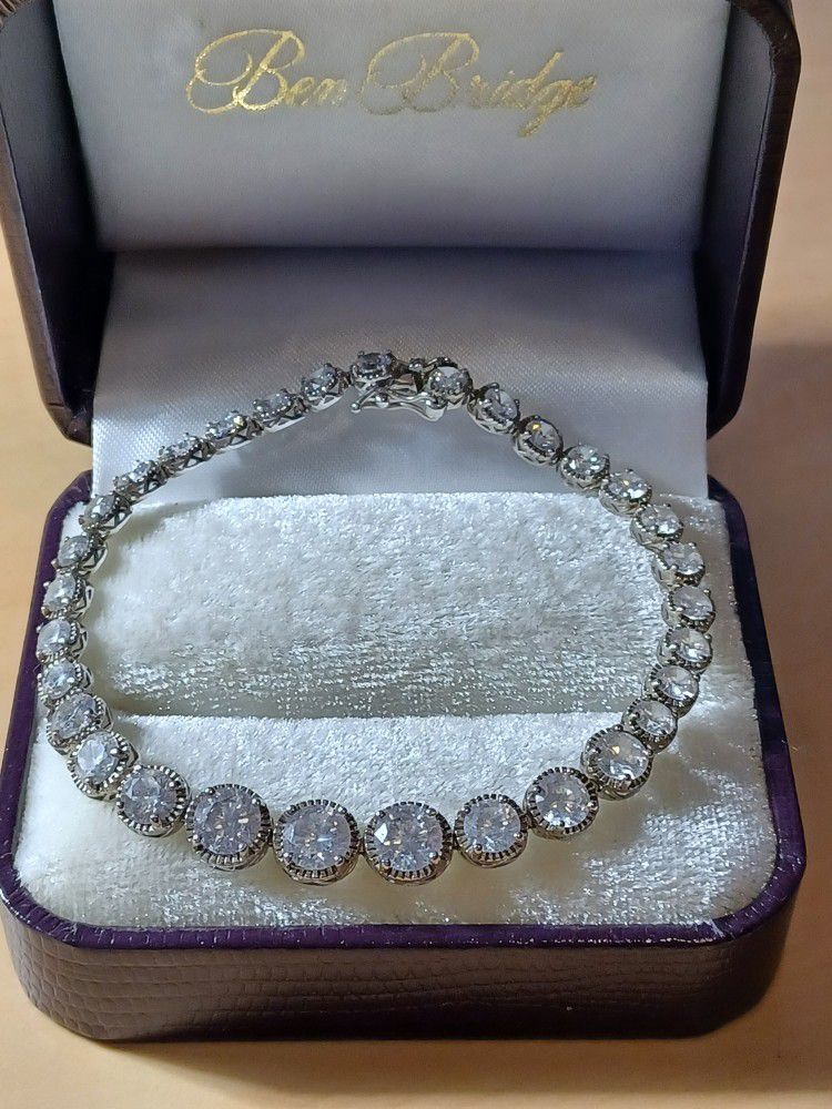 Vintage Sterling Silver Crystal Bracelet 
