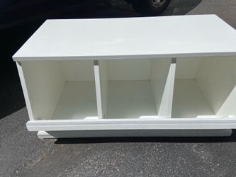 Crate & Barrel kids toy storage box cubby holes 35”