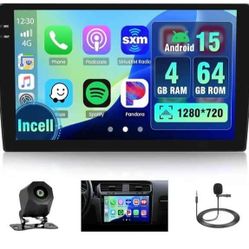 4G 64G Android 15 Double Din Car Stereo GPS Navigation 10.1 Inch Touchscreen Brand New