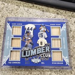 2024 Leaf Lumber - The Lumber Club Relics - #TLC-2 - Hank Aaron, Robin Yount, Paul Molitor, Cecil Cooper, Ted Simmons, Ryan Braun