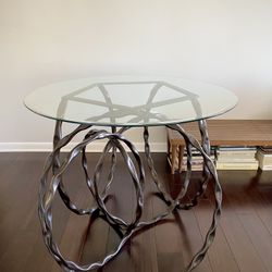 Large Bronze Overlapping Loops Knots Infinite Pattern Layered Circles Round Roxy Dining Table by High End Designer Made Goods