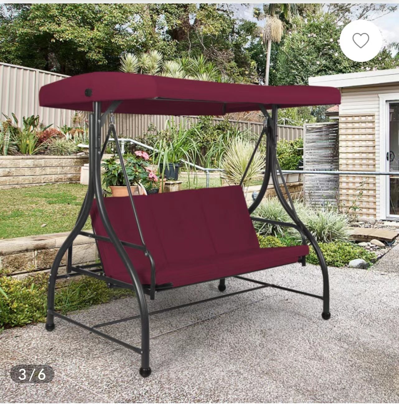 Canopy Fabric Porch Swing - Wine Red and Black