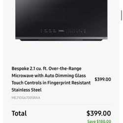 Brand New 2.1 Cu. Ft. Over The Range Samsung Microwave