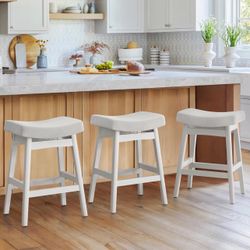 Light grey fabric barstool set of 3
