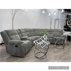 corduroy living room manual reclining sectional sofa 